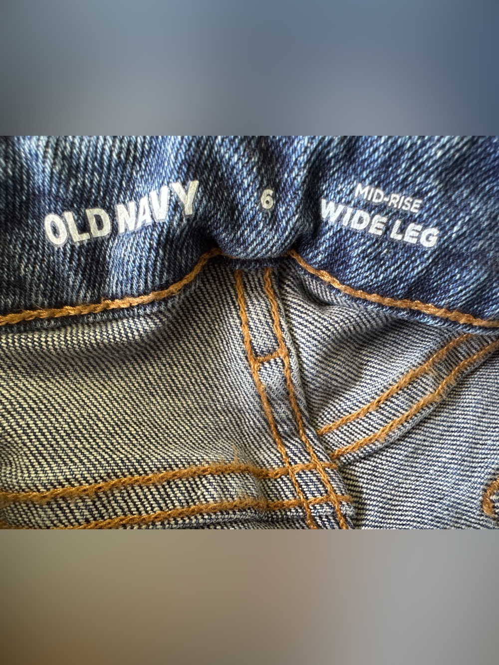 Old Navy thick Mid Rise Wide Leg Blue Denim Jeans size 6 - Picture 6 of 9